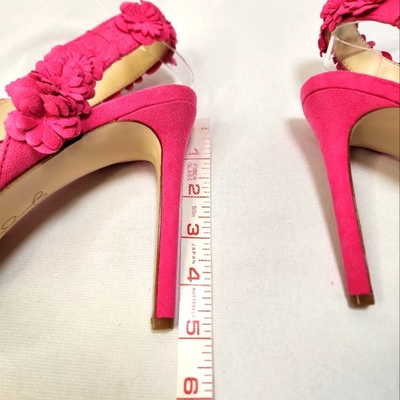 Jessica Simpson Pink Suede Floral Women's Heels - Picture 14 of 14
